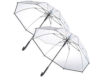 Regenschirm durchsichtig: Carlo Milano 2er-Set transparente Stock-Regenschirme, Stahl & Fiberglas, Ø 100 cm