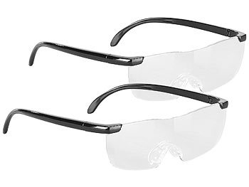 Vergrößerungsbrillen: PEARL 2er-Set randlose Vergrößerungs-Brille, 1,6-fach, mit Schutz-Tasche