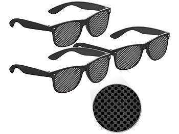Rasterbrillen: PEARL 3er-Set Lochbrillen zur Augen-Gymnastik und -Entspannung, schwarz