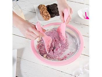 machen erstaunliche Eisdesserts zu Hause Gebratene Eismaschine Teppanyaki Eisplatte Eis Instant Ice Cream Rolls Maker mit 2 Spateln Eiscreme Rollen Platte f/ür gefrorenen Joghurt Sorbet Gelato