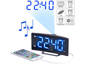 LCD Radiowecker mit Projektion Snooze Datum,Temperaturanzeige Alarm Tischuhr 