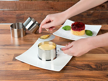 STONELINE Dessert- & Dinerringen Set 8-delig - RVS Serveerringen Ø8cm Met Lifter & Stamper