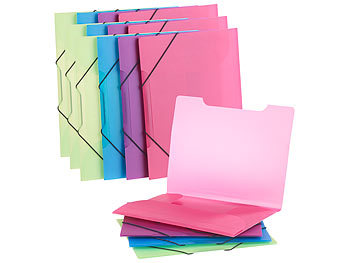 Mappen: General Office 16er-Set Eckspanner-Einschlagmappen mit Gummizug, Kunststoff, 4 Farben