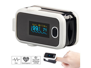 Blutsauerstoffmessgerät: newgen medicals Medizinischer Finger-Pulsoximeter mit OLED-Display und USB-Anschluss