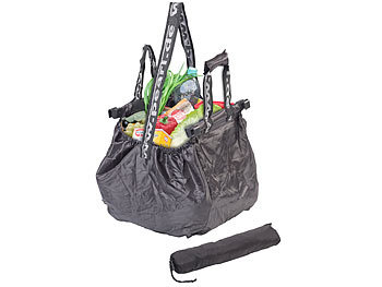 PEARL 2er-Set Einkaufswagen-Taschen mit Befestigungs-Clips & Schultergurt 