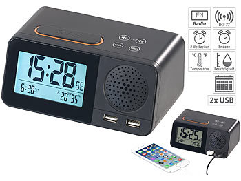 Funk DAB Radiowecker Tischuhr FM UKW Uhrenradio 2x Alarm 2USB LED Projektion DE 