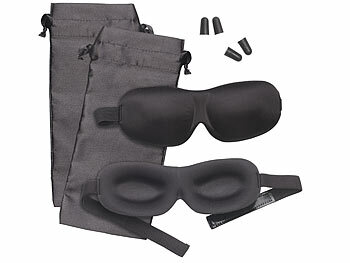 PEARL 2er-Set 3D-Schlafmasken mit Ohrstöpseln & Aufbewahrungstasche, schwarz