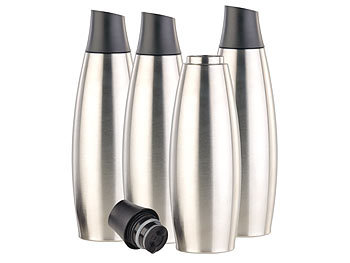 Carlo Milano 4er-Set Design-Thermo-Isolierflaschen mit Klick-Verschluss, 650 ml