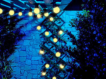 Lunartec Party-LED-Lichterkette m. 20 LED-Birnen, 6 Watt, IP44, warmweiß, 9,5 m