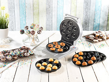 Rosenstein & Söhne 3in1-Donut-, Cupcake- und Cakepop-Maker (Versandrückläufer)
