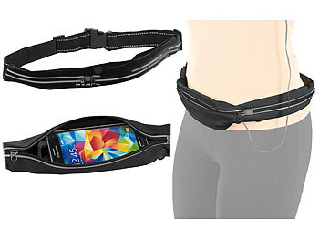 PEARL Workout- & Laufgürtel mit 2 Taschen, Reflektor, wasserabweisend