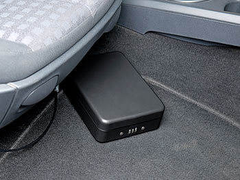Xcase Mini-Stahl-Safe für Reise & Auto, Zahlenschloss, Sicherungskabel, 1 l