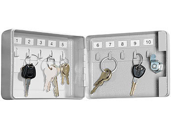 Schlüsselkästen: Xcase Mini-Stahl-Schlüsselschrank für 10 Schlüssel, mit Sicherheitsschloss