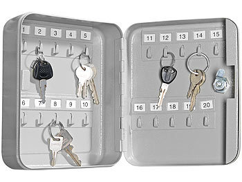 Schlüsselkasten: Xcase Stahl-Schlüsselschrank für 20 Schlüssel mit 2 Sicherheitsschlüsseln