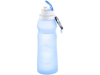 Semptec Faltbare Silikon-Trinkflasche, 550 ml, lebensmittelecht, BPA-frei