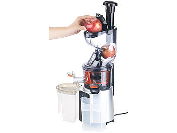 Rosenstein & Söhne 3in1-Slow-Juicer & Entsafter mit Gemüse-Reibe & Eis-Aufsatz, 200 Watt