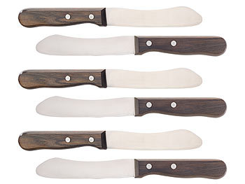 Brotmesser: Rosenstein & Söhne 6er-Set Frühstücksmesser mit 11,5-cm-Klinge, Griff aus Blackwood-Holz