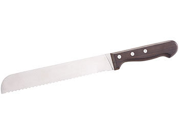 Messer mit Wellenschliff: Rosenstein & Söhne Brotmesser mit 20-cm-Klinge und Griff aus Blackwood-Holz