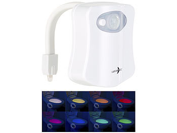 Lunartec 2er-Set LED-Toilettenlicht mit Licht-/Bewegungssensor, 2 Modi,8 Farben