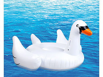 Aufblasbarer PVC SCHWAN Luftmatratze gold 195*190*130 Badeinsel Schwimmreifen 