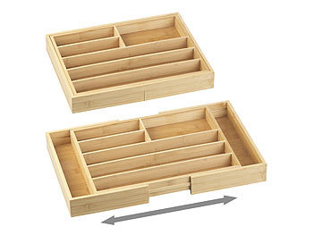 Holz-Einsätze für Besteck, ausziehbar auf Schubladenbreite