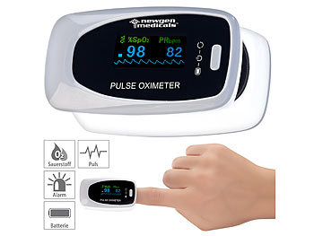 Sauerstoffmessgerät: newgen medicals Medizinischer Finger-Pulsoximeter m. LCD-Farbdisplay, hohe Genauigkeit