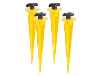 Gartenfluter Erdspieß: AGT 4er-Set Aluminium-Erdspieße für LED-Fluter, 17 cm, gelb