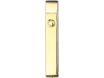 PEARL 2er Pack Elektronisches USB-Feuerzeug mit Akku, golden