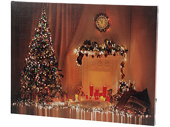 infactory Wandbild "Weihnachten" mit farbwechselnder LED-Beleuchtung, 50 x 38 cm