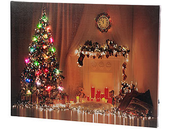 Infactory Leinwandbilder Wandbild Weihnachten Mit Farbwechselnder Led Beleuchtung 50 X 38 Cm Beleuchtete Weihnachtsbilder