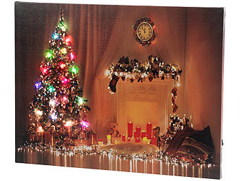infactory Wandbild "Weihnachten" mit farbwechselnder LED-Beleuchtung, 50 x 38 cm