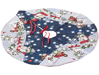Lunartec Hochwertige Weihnachtsbaum-Ständer-Decke mit LED-Lichtern, rund, 90 cm