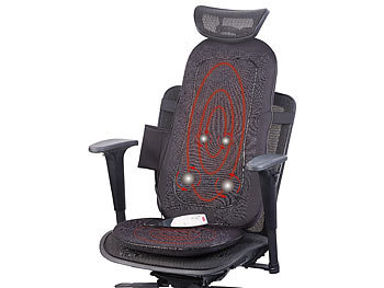 Massagesitzauflage: newgen medicals Shiatsu-Sitzauflage für Rückenmassage, mit IR-Tiefenwärme & Vibration