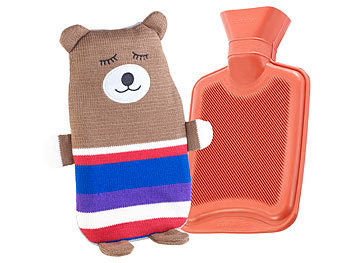 Wärmflasche Kuscheltier: infactory Kinder-Wärmflasche mit Teddybär-Bezug, 1 Liter
