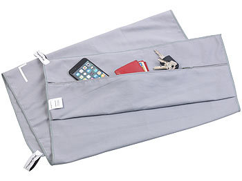 PEARL 2er-Set Mikrofaser-Sport-Handtücher mit Überzug & Tasche, 50 x 100 cm