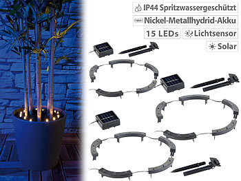 Blumen Beleuchtung: Lunartec Solar-Rundum-Licht f. Blumen, 15 LEDs, Dämmerungssensor, IP44, 3er-Set