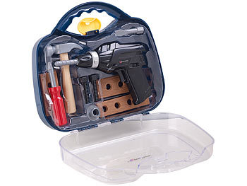 Kinderwerkzeug: Playtastic Kinder-Werkzeugkoffer, 11-teilig mit Batterie-Bohrmaschine & Zubehör
