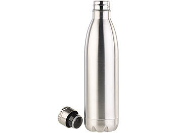 Edelstahl Trinkflasche 500ml Silber Thermosflasche Isolierflasche Vakuum Flasche 
