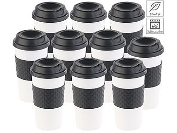 10er-Set Coffee-to-go-Becher, Deckel, 475 ml, doppelwandig, BPA-frei / Kaffeebecher