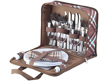 Xcase 30-teiliges Picknick-Set für 4 Personen, inkl. Tasche, Teller, Gläser