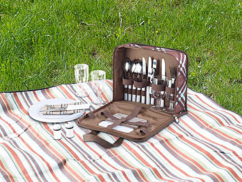 Xcase 30-teiliges Picknick-Set für 4 Personen, inkl. Tasche, Teller, Gläser
