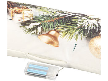 infactory Zugluftstopper-Deko-Kissen mit Weihnachts-Motiv, 7 LEDs, 90 x 20 cm