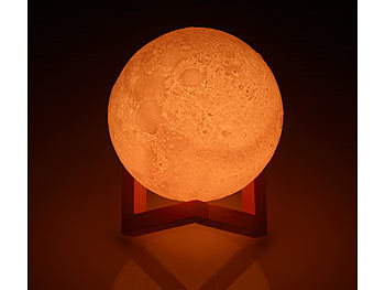 Lunartec Deko-Mond-Leuchte mit LED, Touch-/Fernbedienung, Akku, 16 Farben,Ø15cm