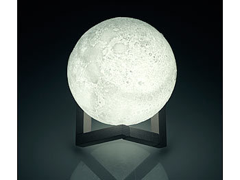 Lunartec Deko-Mond-Leuchte mit LED, Touch-/Fernbedienung, Akku, 16 Farben,Ø15cm