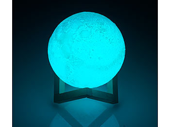 Deko-Mond-Leuchte mit LED, Touchbedienung, Akku, 3 Farben, Ø 15 cm