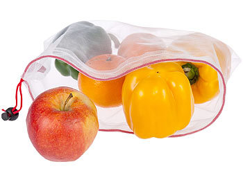 Rosenstein & Söhne 9er-Set Obst-/Gemüsebeutel aus recycelten PET-Flaschen, 3 Größen
