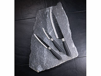 TokioKitchenWare 3-tlg. Messerset, Antihaft-Beschichtung, Hammerschlag-Design