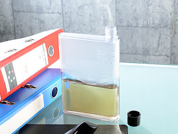 Rosenstein & Söhne 2er-Set ultraflache Wasser-Flaschen im A5-Notizbuch-Format, je 420 ml