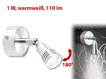 Lunartec LED-Wandspot m. Aluminium-Gehäuse, 1 Watt, 110 Lumen, warmweiß 3.000 K