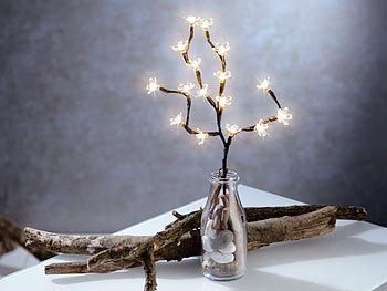 Lunartec LED-Lichterzweig mit 16 leuchtenden Blüten, 44 cm, batteriebetrieben